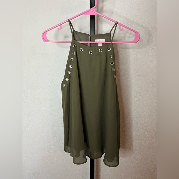 C Tops - C Green Halter Neckline Tank Blouse Size Medium